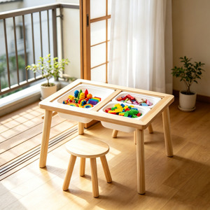 Mesa de Juego Multiusos para Niños con Almacenamiento, Organizador de Juguetes de Madera para Aprender y Comer - Product Image 3