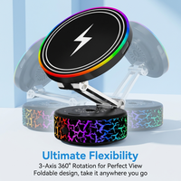 Support de chargeur sans fil magnétique |   Charge rapide 15W avec lumière RGB |   360 °   Support de fixation pliable à 3 axes pour aspirateur |   Support de bureau pour voiture X12C