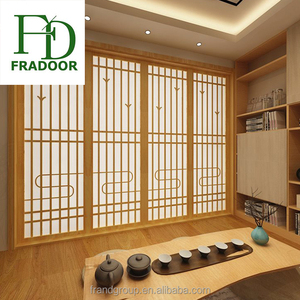 <span class=keywords><strong>Porte</strong></span> japonaise en bois massif à quatre panneaux avec roue <span class=keywords><strong>coulissante</strong></span> en papier Shoji - Product Image 1
