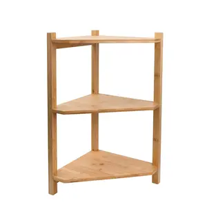 Bamboo Corner Shelf 3 Tier Freestanding Corner Shelf Unit For Bathroom Kitchen Living Room