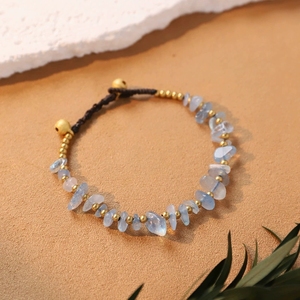 Pulsera Artesanal con Cuentas y Patrón Geométrico Étnico, Cristales Curativos Naturales, Amatista, Campana de Cobre, Ajustable, Regalo - Product Image 5