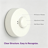 Sensor Radar Microwave 5.8GHz 360 Derajat 1200W 110-240VAC Deteksi Radius 2-30m Kontrol Lampu Plafon yang Dapat Disesuaikan