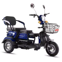Tricycle électrique de fret à trois roues avec moteur central de 800 W 1000 W, scooter réglable à trois places