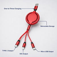 Câble de charge rapide rétractable Type-C vers Micro USB pour appareils iOS avec blindage tressé et gaine TPE 1m, rangement compact