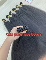 Extensions de cheveux naturels humains de qualité supérieure, à pointe en I, à la kératine, bouclés birmans, pour crochet, et bouclés indiens à la k-tip