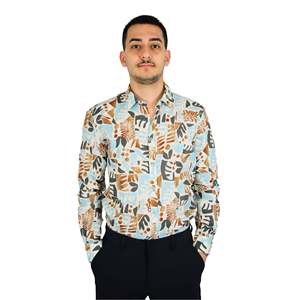 Camisa de Hombre Beige de Manga Larga con Estampado para Uso Casual - Product Image 1