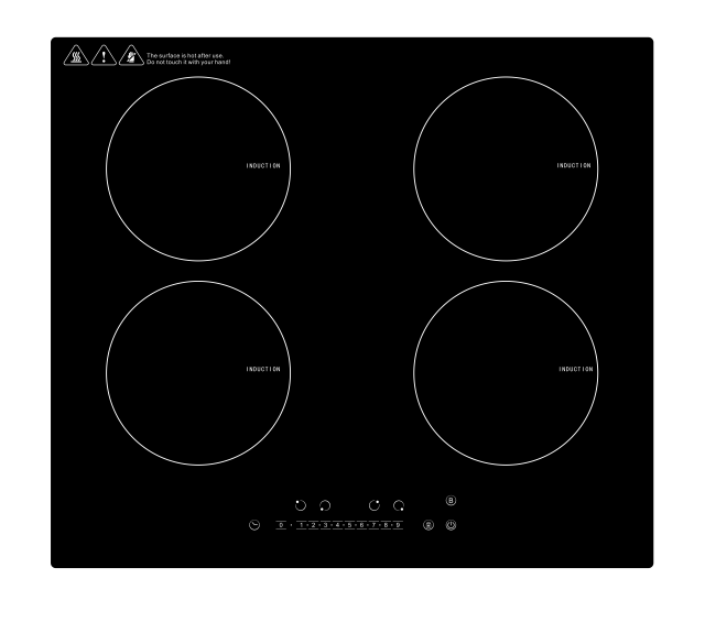Built-In 4 Hobs Black Glass Induction Cooker 4 Cooking Zones 9 Power Levels Touch Control Cooker Hob Induction Stove