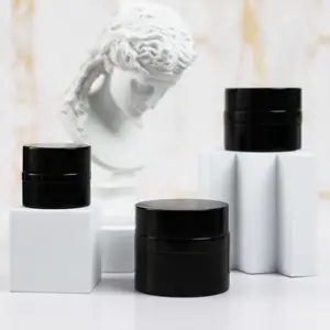 Stoples kosmetik aluminium dengan Pp lapisan dalam dinding ganda stoples kosmetik untuk 5g kuku Uv Gel aluminium hitam Jar dapat disesuaikan warna