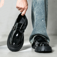 Chaussures en PU pour hommes 2026 à semelle épaisse, rehaussantes, style britannique, pour marié, décontractées et habillées, à enfiler