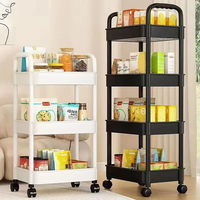 Étagère de rangement de cuisine mobile en plastique PP multicouche avec roulettes, organisateur pour espaces étroits, présentoir pour vaisselle et articles divers