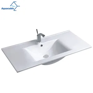 Aquacubic高品质台面薄手洗陶瓷柜水槽盆