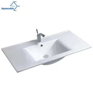 Aquacubic उच्च गुणवत्ता के Countertop पतली हाथ धोने सिरेमिक कैबिनेट सिंक बेसिन