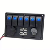 Panneau de commutation à bascule 4x4 6 LED 12V 24V DC marche/arrêt avec prise d'alimentation 50A et interrupteur isolateur de batterie 100A
