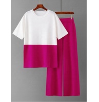 Vente en gros d'été Fashion Design Sense Versatile Fashion Top Light Mature Wind Pantalon à jambes larges Ensemble tricoté pour femmes