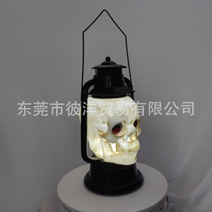 Halloween Skull Lantern Plastic <b>Ornament</b> With Red Eyes For Party Decoration Props - Product Image 4