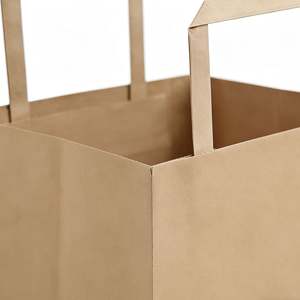 Sacs en papier kraft personnalisés, épais, à fond carré et poignées plates, pour l'emballage alimentaire, les courses et les cadeaux - Product Image 2