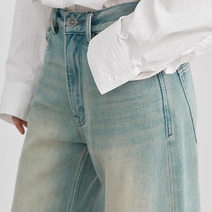 Wholesale 100% Cotton Boot Cut <b>Vintage</b> Slightly Stretch Soft Loose Distressed Decoration Hem Men's <b>Jeans</b> - Product Image 6