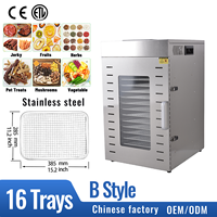 Déshydrateur alimentaire électrique 16 plateaux en acier inoxydable avec écran tactile, minuterie numérique, séchage à air chaud, certifié CE, vente directe usine en gros