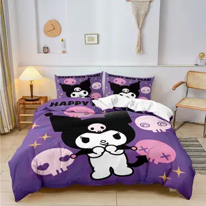 Kawaii Sanrioed Coral Wool Blanket Kuromi Cute Kitty Comfortable home travel flannel sofa air-conditioned blanket