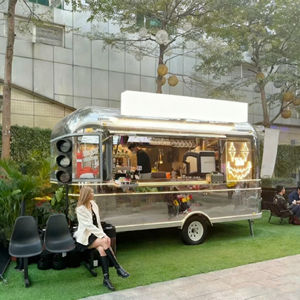 Remolque de Comida Móvil Moderno para Exteriores, Carrito de Venta Multifuncional de Aluminio Cuadrado para Dulces, Cafetería, Boutique y Aperitivos - Product Image 5