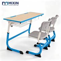 Ensemble de mobilier scolaire durable en MDF, table et chaise double pour étudiants, idéal pour les salles de classe du lycée, design moderne