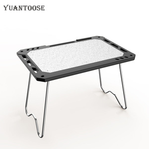 Table de camping d'extérieur Zsz 58x40x40 cm, pliable, rectangulaire, noire et argentée, multifonctionnelle, avec rangement, table tactique - Product Image 5