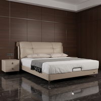 Cadre de lit moderne en cuir avec rangement, structure intérieure en bois de pin massif, pieds de lit en métal, mobilier de chambre d'hôtel de luxe