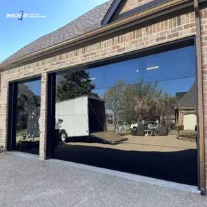 Puerta <span class=keywords><strong>de</strong></span> Garaje Seccional <span class=keywords><strong>de</strong></span> Aluminio con Vidrio Negro Tintado <span class=keywords><strong>de</strong></span> Vista Completa, con Marco Oculto Automático <span class=keywords><strong>de</strong></span> Estilo Moderno para Villa o Taller - Product Image 2