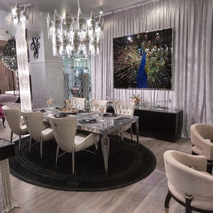 Ý Sang Trọng 8 Chỗ Ngồi Hình Chữ Nhật Bàn Ăn Với Phong Cách Hiện Đại Chân Thép Không Gỉ Thủy Tinh Đá Cẩm Thạch Hàng Đầu Nhà Khách Sạn Thanh - Product Image 4