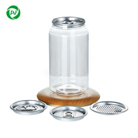 Bouteille de boisson en PET jetable à impression numérique d'une capacité de 500ml et 650ml, couvercle à ouverture facile pour eau pétillante, thé à bulles, jus et soda.