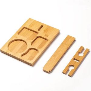 Yifan Solid Wood Wine Glass Rack With <b>Snack</b> <b>Tray</b> Multifunctional Serving <b>Tray</b> For Party And Dessert - Product Image 5