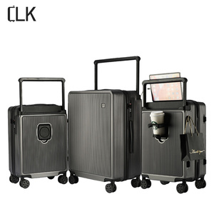 Brede <span class=keywords><strong>Trolley</strong></span> Bagage 20Inch Koffer Met Bekerhouder Oplader Tsa Bagageband Witte Harde Koffer - Product Image 1