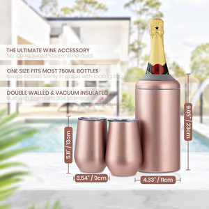 Индивидуальный логотип премиум класса охладитель вина с двойными стенками из нержавеющей стали изолированный охладитель подарочный набор для любителей вина - Product Image 4