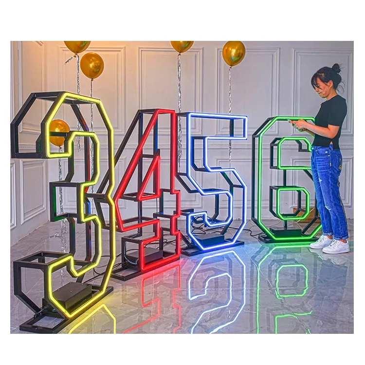 2024 Romans Led Light Letter Neon Light Number Led Selection Box Easy Assembly Wedding 360 photo booth Party Props