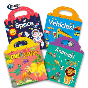 Adesivi da viaggio per bambini libri indaffarati per bambini regali di compleanno per bambini veicolo <span class=keywords><strong>spazio</strong></span> dinosauro libro adesivo silenzioso riutilizzabile - Product Image 1