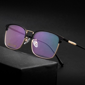 コンピューターグラスレトロ男性老眼鏡アルミフレームハーフガラスドアデザインブルーカットメガネアンチブルーライトガラス男性用 - Product Image 2