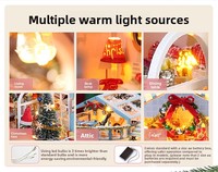 Kit de construction miniature en bois de Noël Hamaileon, maison de poupée Cottagecore, cadeau de Noël, puzzle en bois 3D avec rennes et lumières LED