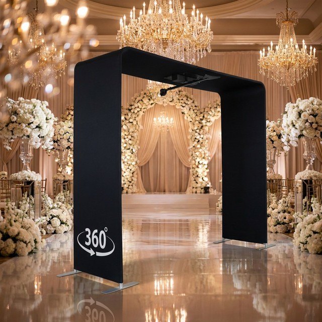 Portable Automatic Overhead 360 Photo Booth U-shape Arch Spinning Video Camera Sky Booth for Wedding Party Event Rental Business
