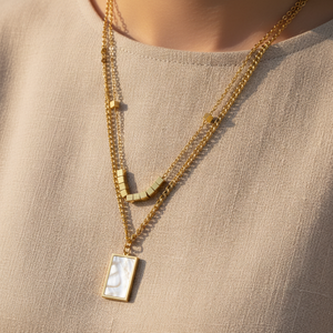 Collar GOODLUCK de Acero Inoxidable Chapado <span class=keywords><strong>en</strong></span> Oro de 18K con Colgante de Madreperla, Joyería Bohemia para Mujer - Product Image 1
