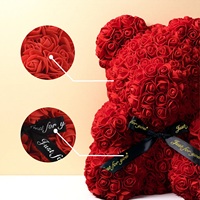 Vente en gros de 10 pouces en peluche mousse éternelle fleur artificielle ours en peluche rose jouet cadeau pour la Saint-Valentin petite amie fille et maman