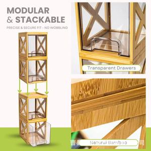 Wooden Stackable Snack <b>Storage</b> <b>Box</b> With Transparent <b>Drawers</b> Double Layer Desktop Organizer For Food And Miscellaneous Items - Product Image 2