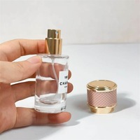 Botella de Perfume de Vidrio Transparente al por Mayor, Botella de Perfume Cilíndrica de 20 ml, Botella de Perfume Vacía con Pulverizador y Tapa de Cuero