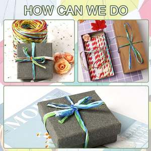 ริบบิ้นเส้นปาล์มชนิดหนึ่งลายฮาโลวีนหลากสีสายกระดาษเชือกถัก100% เป็นมิตรกับสิ่งแวดล้อม200ม. สำหรับห่อของขวัญพวงมาลัยงานฝีมือ - Product Image 3