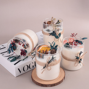 Bougie parfumée avec fleurs séchées, cire de soja, parfum floral, cadeau de mariage, forme cylindrique élégante, senteur végétale florale - Product Image 4