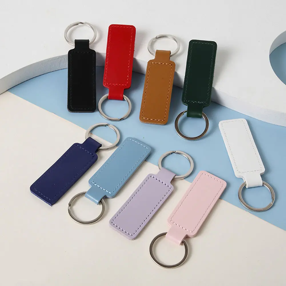 Wholesale Metal Strap Promotional, Gift Key Holder Custom Luxury Colorful Pu Leather Keychain/