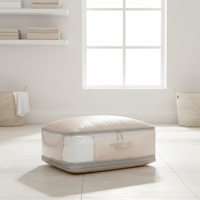 Sac de rangement auto-compressible 3 couches en tissu non tissé grande capacité pour couettes, couvertures et draps, lavable, pour chambre à coucher