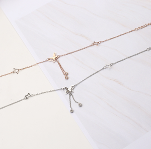 Fantaisie En <span class=keywords><strong>Acier</strong></span> Inoxydable Papillons <span class=keywords><strong>Cheville</strong></span> Minuscule Dame <span class=keywords><strong>Creux</strong></span> Or Rose Papillon <span class=keywords><strong>Cheville</strong></span> Pied Bijoux Avec Cubique Zircone - Product Image 3