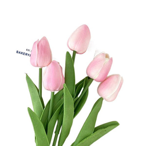 Mini-tulipes artificielles Kch, fleurs artificielles roses et blanches, 10 pièces, décoration de mariage, ornements pour la maison, accessoires de photographie en extérieur - Product Image 4