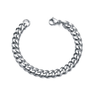 Bracelet en acier inoxydable tendance de la personnalité des hommes européens bracelet cubain en gros bracelet en acier au titane pour femmes sans décoloration - Product Image 5