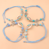 Bracelet coquillage personnalisé San Andres, fait main, réglable, corde, étoile de mer, souvenir de plage, bijoux